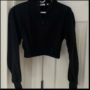 Aritzia black Half-Zip Women's cropped Sweatshirt
